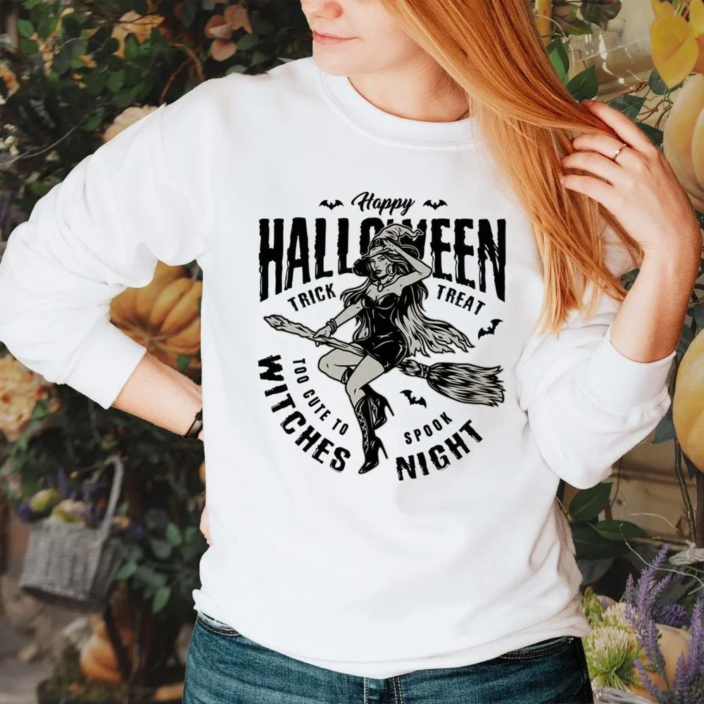 Too Cute to Spook Witches Night White Sweatshirt - Picture 1 of 6